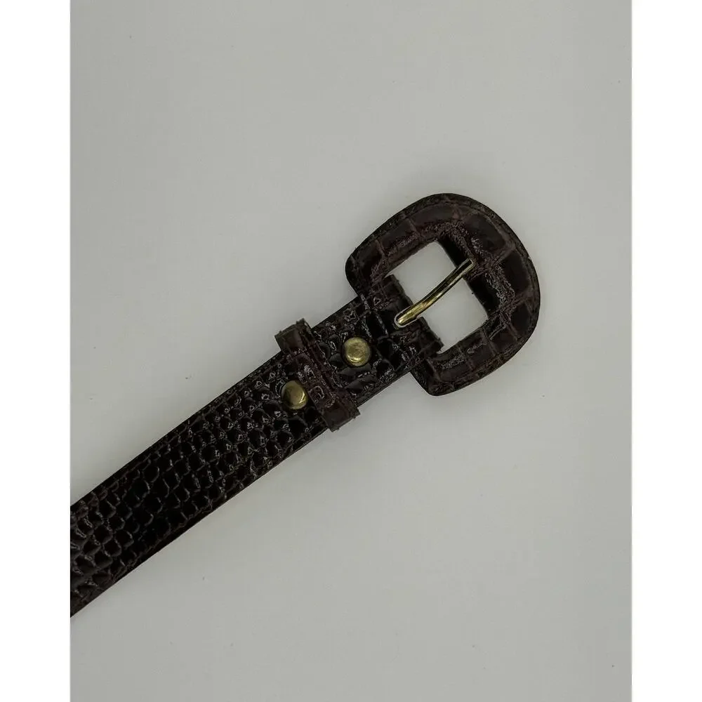 EUC VINTAGE VTG Faux Croc Leather Brown Belt Med Large‎ 12